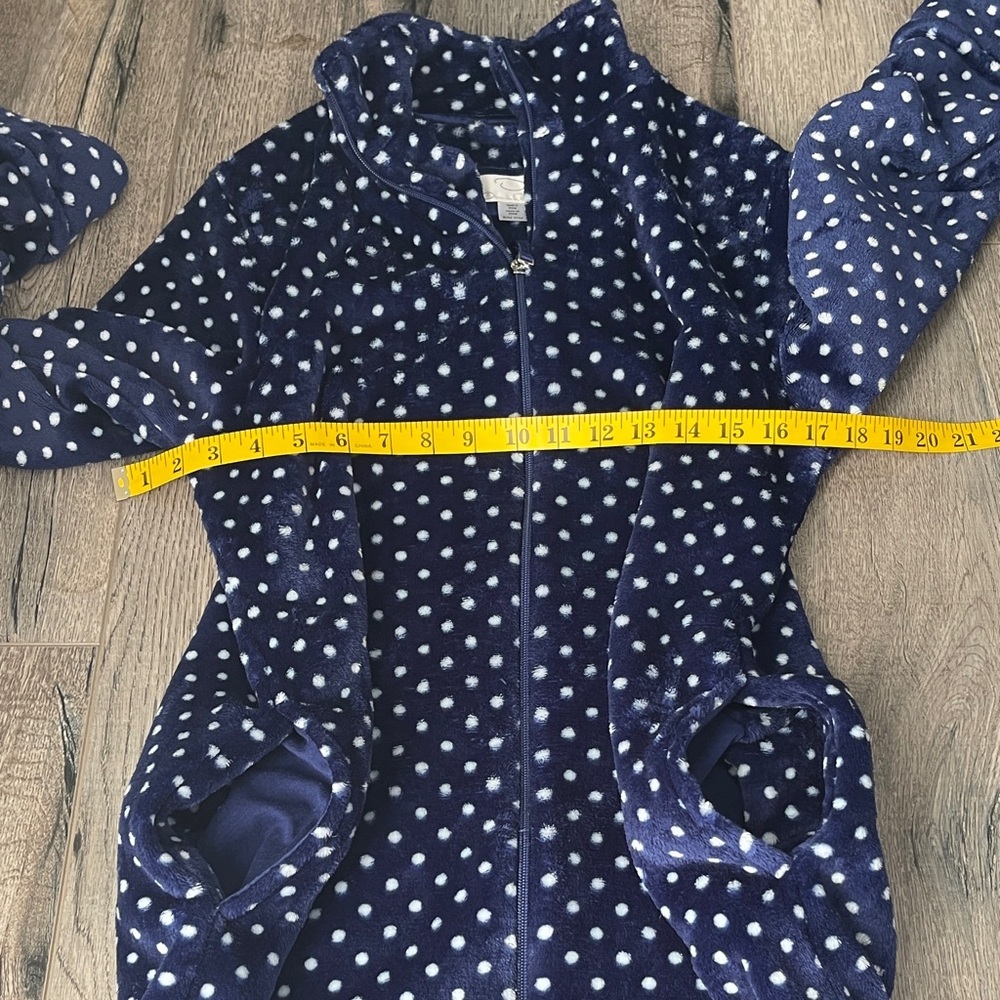 Oscar de la Renta Navy Polka Dot Robe - Picture 5 of 6